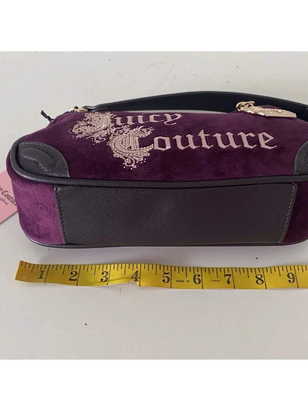 Juicy Couture Juicy Renaissance Shoulder Bag Pickled Beet W/Charm Crown Velvet